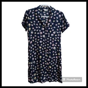 Oversized Y2K  Lucky Brand Boho Ditsy Floral Button Down Dress W/Slip Size XS●
